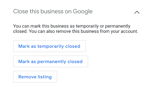 Close this business on Google